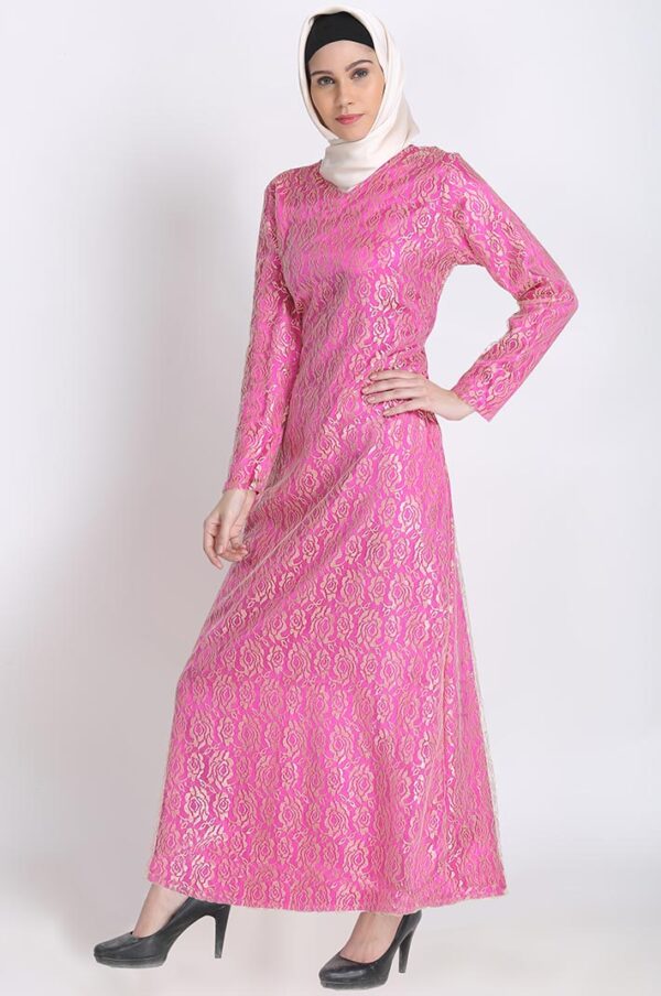 blossom-pink-silk-golden-net-floral-design-eid-abaya-dress