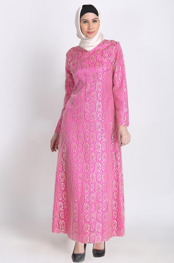 blossom-pink-silk-golden-net-floral-design-abaya