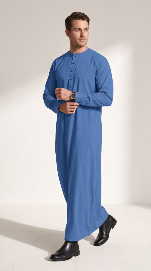 Tariq Azure Blue Cotton Thobe
