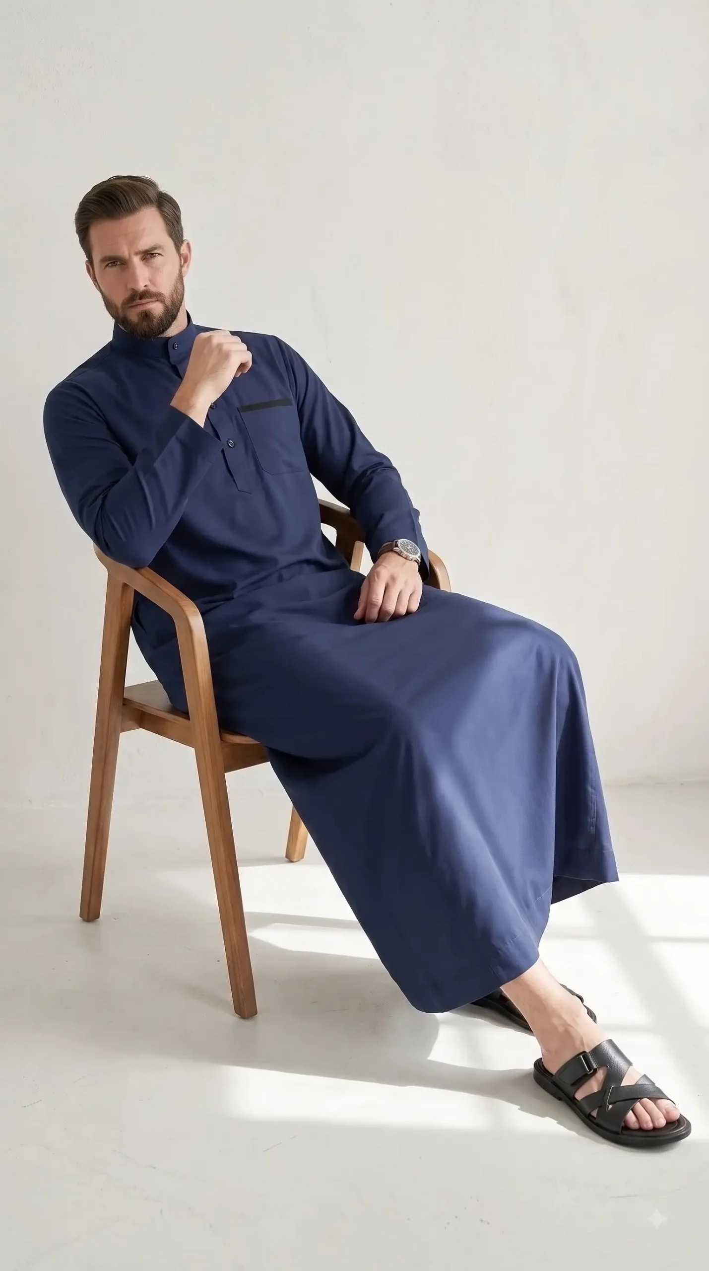 Saudi Arabian Thobes : Navy Blue - Image 3