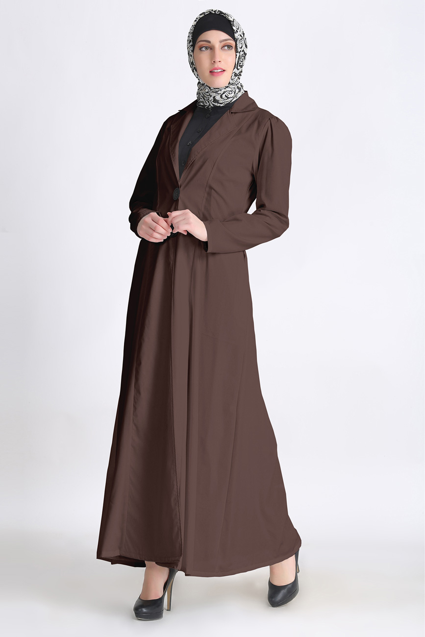 Trench Coat Style Turkish Abaya Brown | lupon.gov.ph
