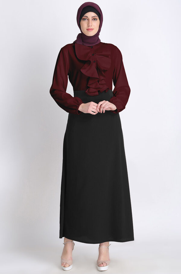 casual-ruffle-abaya-maroon-black