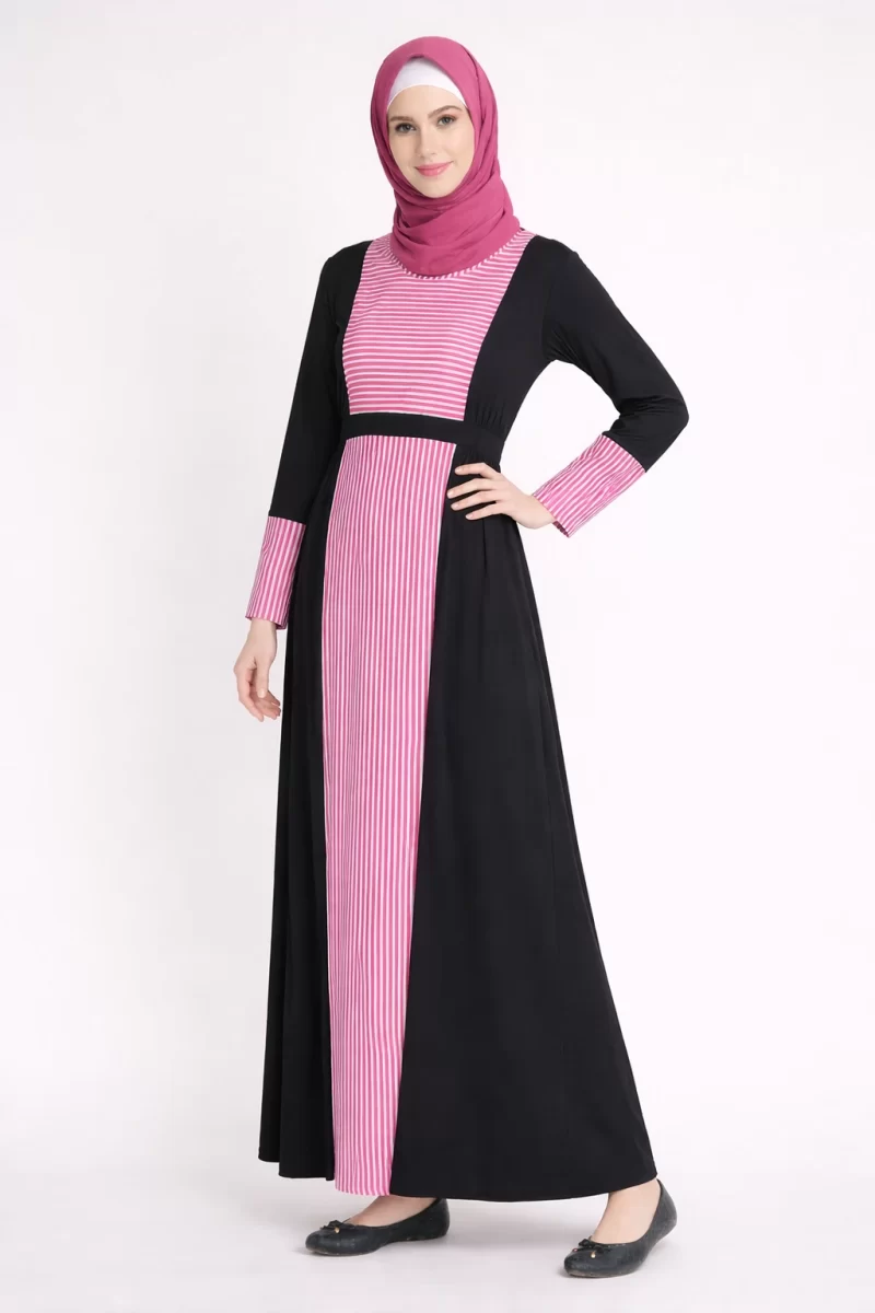 Pink Blush Stripes Abaya