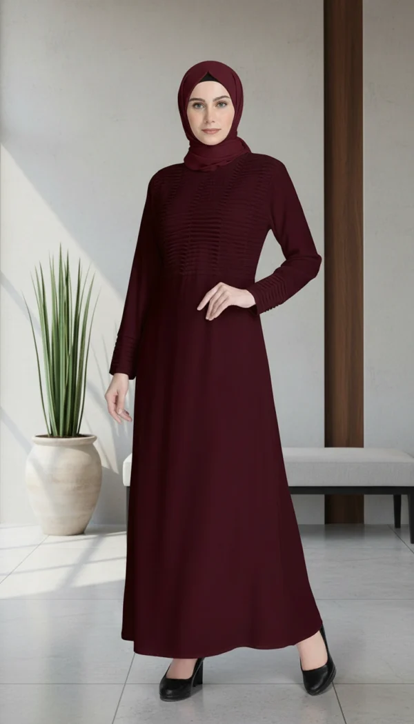 Pintucks Pleated Modest Women's Purple Abaya