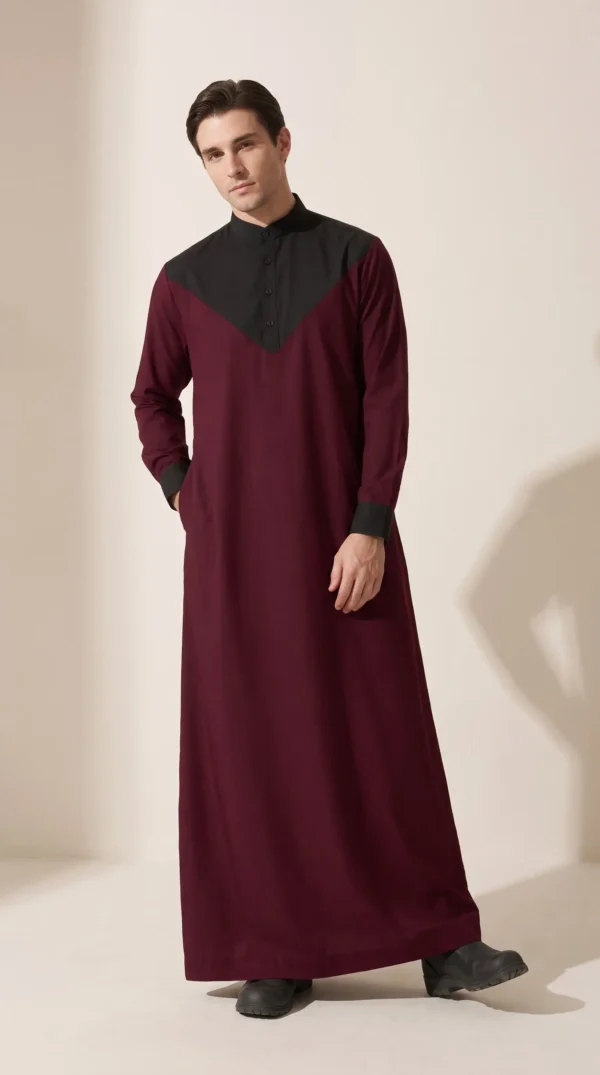 Abdullah Men's Ramadan Eid Thobe-Purple Black
