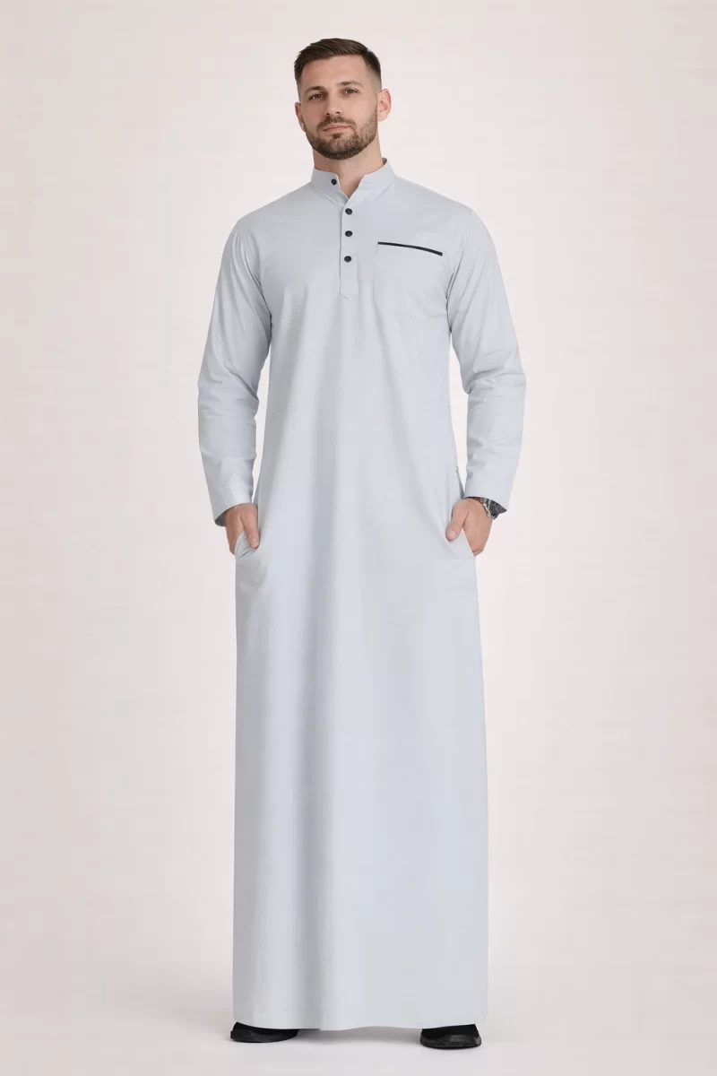 Sajid Men’s Cotton Thobe Light Gray