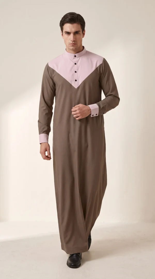 Abdullah Men's Dish Dasha Thobe-SandGrey Beige