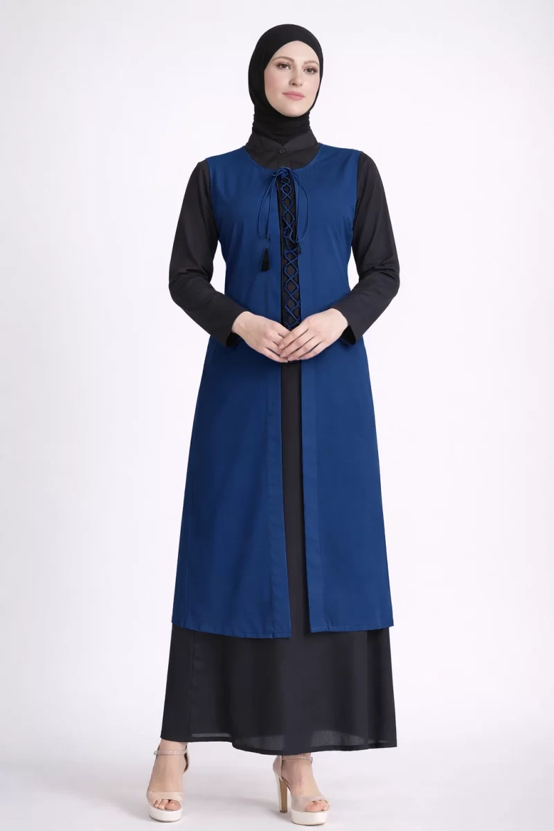 Sling String Jacket Abaya Blue