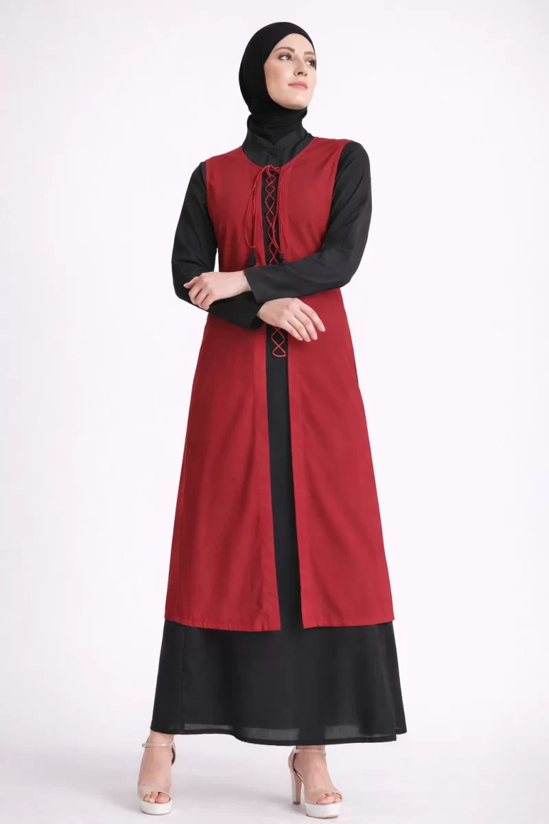 Sling String Jacket Abaya Maroon
