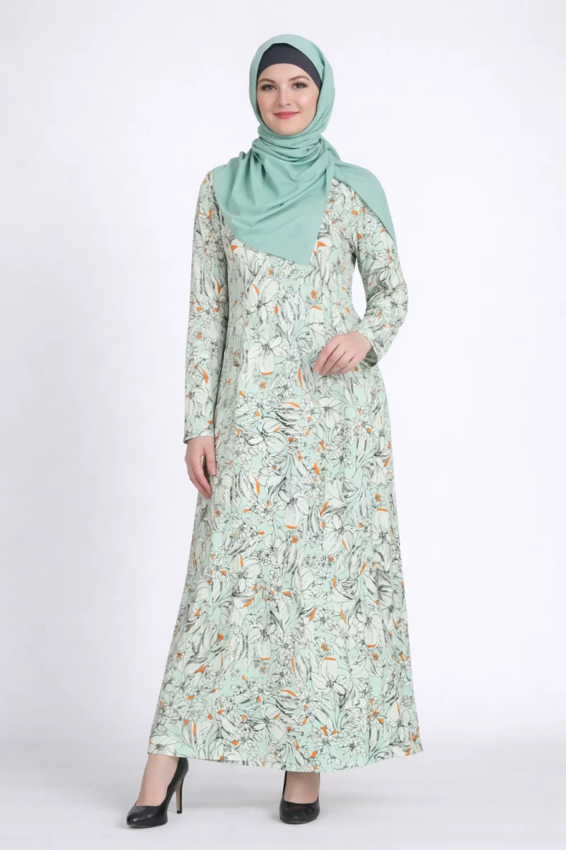 Spring Fluorescent Print Abaya Dress
