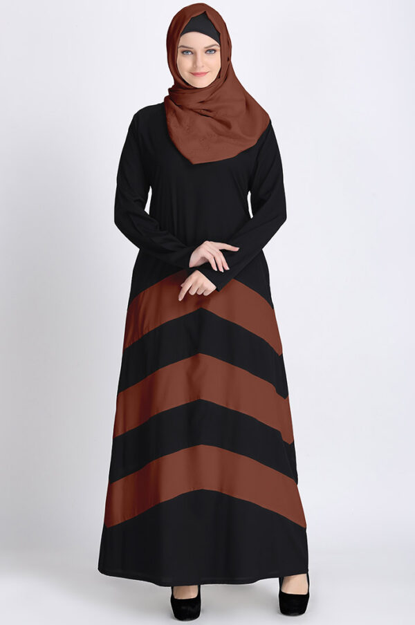 chevron-stripe-color-block-chocolate-abaya-dress