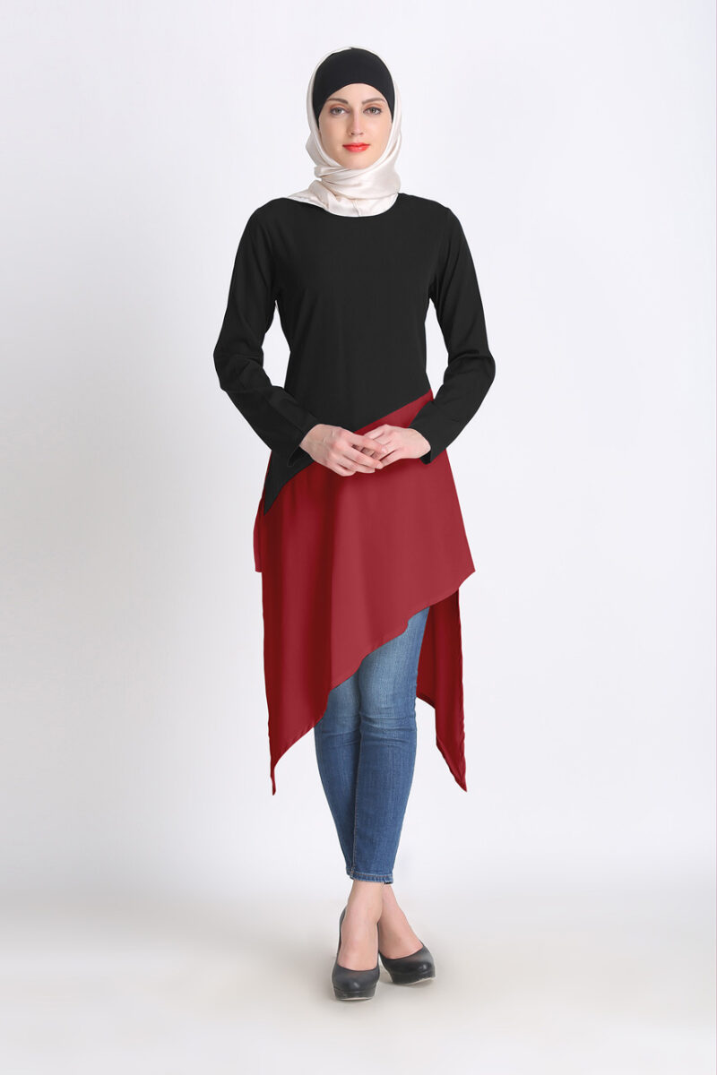 SIgnora Everyday Long Tunics -Black & maroon