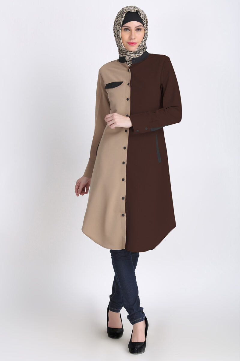 Modest Knee Length Tunic Sand Brown