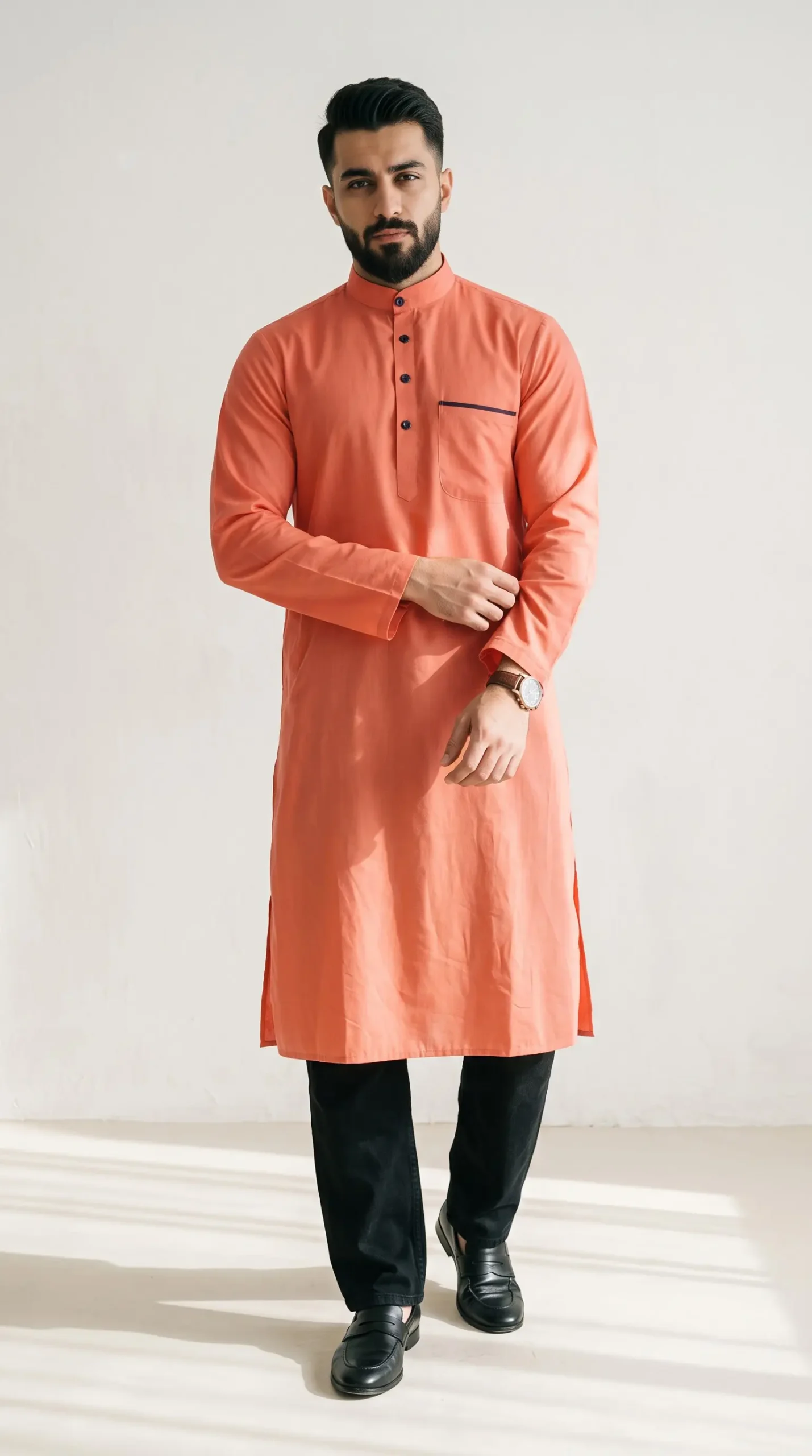 Naseem Mens Ramadan Kurta : Tangerine