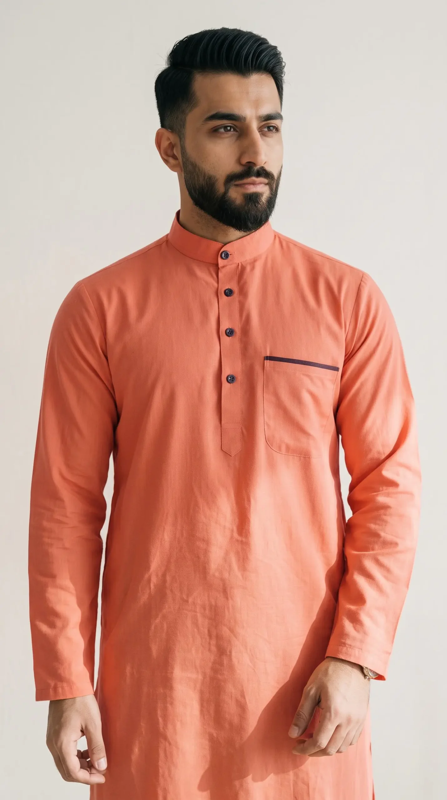 Naseem Mens Ramadan Kurta : Tangerine - Image 2