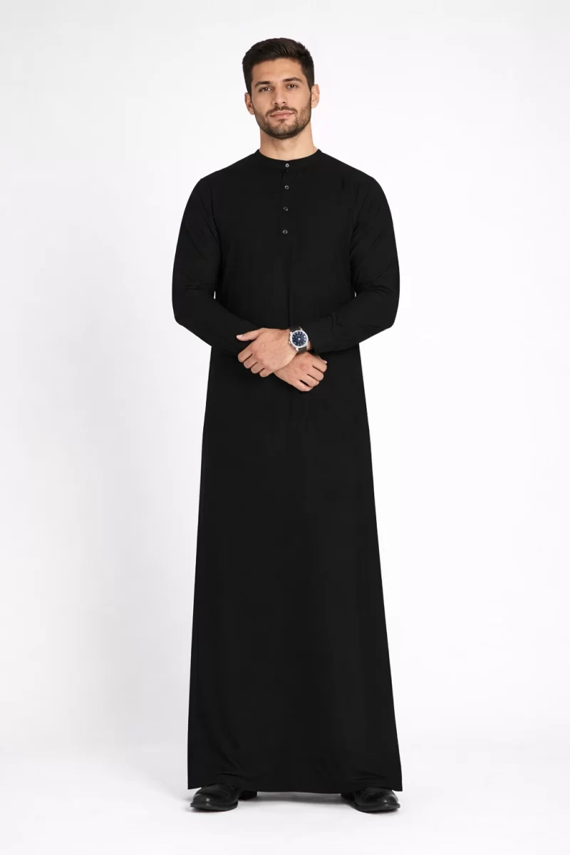 Tariq Black Cotton Thobe