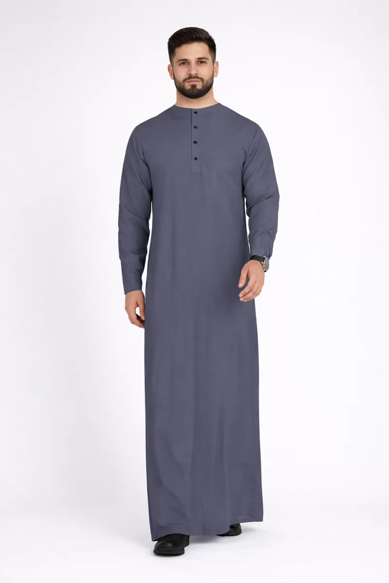 Tariq Porpoise Grey Cotton Thobe