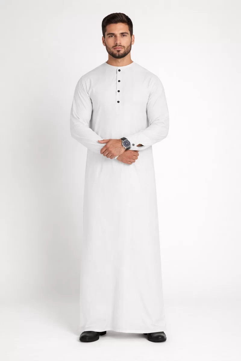 Tariq White Cotton Thobe