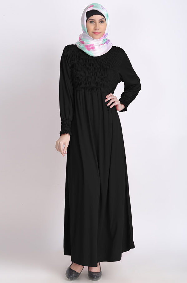 bubble-knit-black-modest-designer-abaya-dress