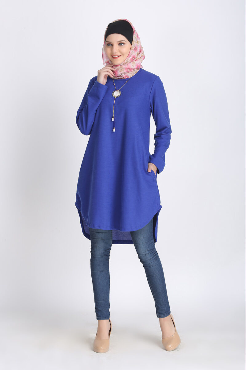 Blue Hi-Lo Modest Tunic