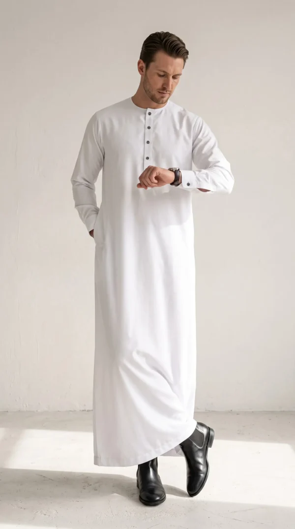 Tariq White Cotton Thobe