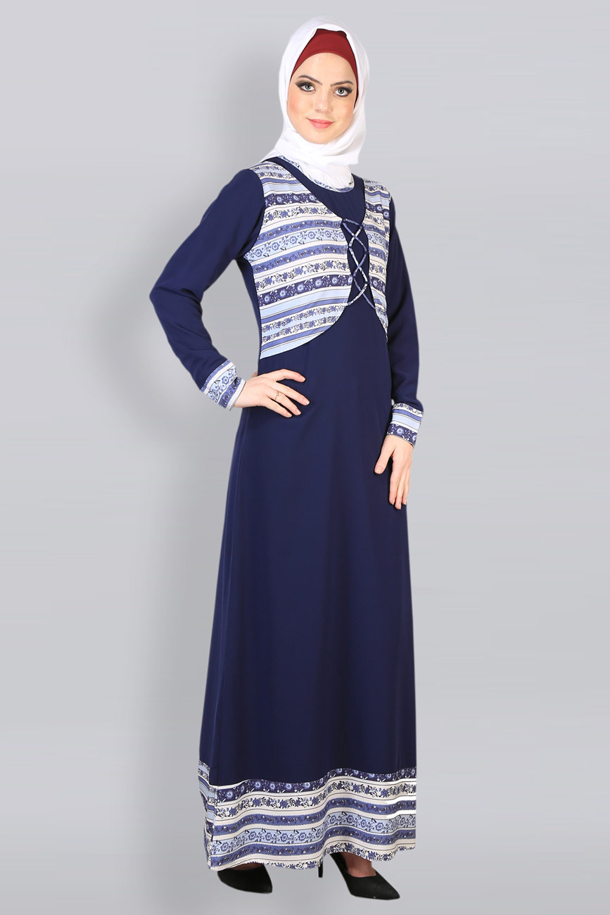 BLUE KOTI DORI ABAYA – Modest Islamic Clothing Shopping Website