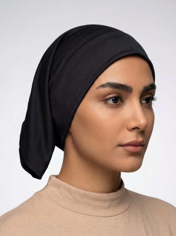 bonnet Cap Under Black Hijab