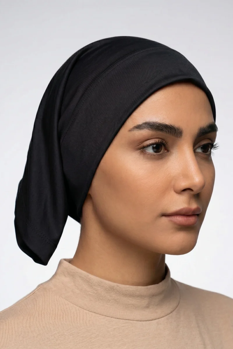 bonnet Cap Under Black Hijab