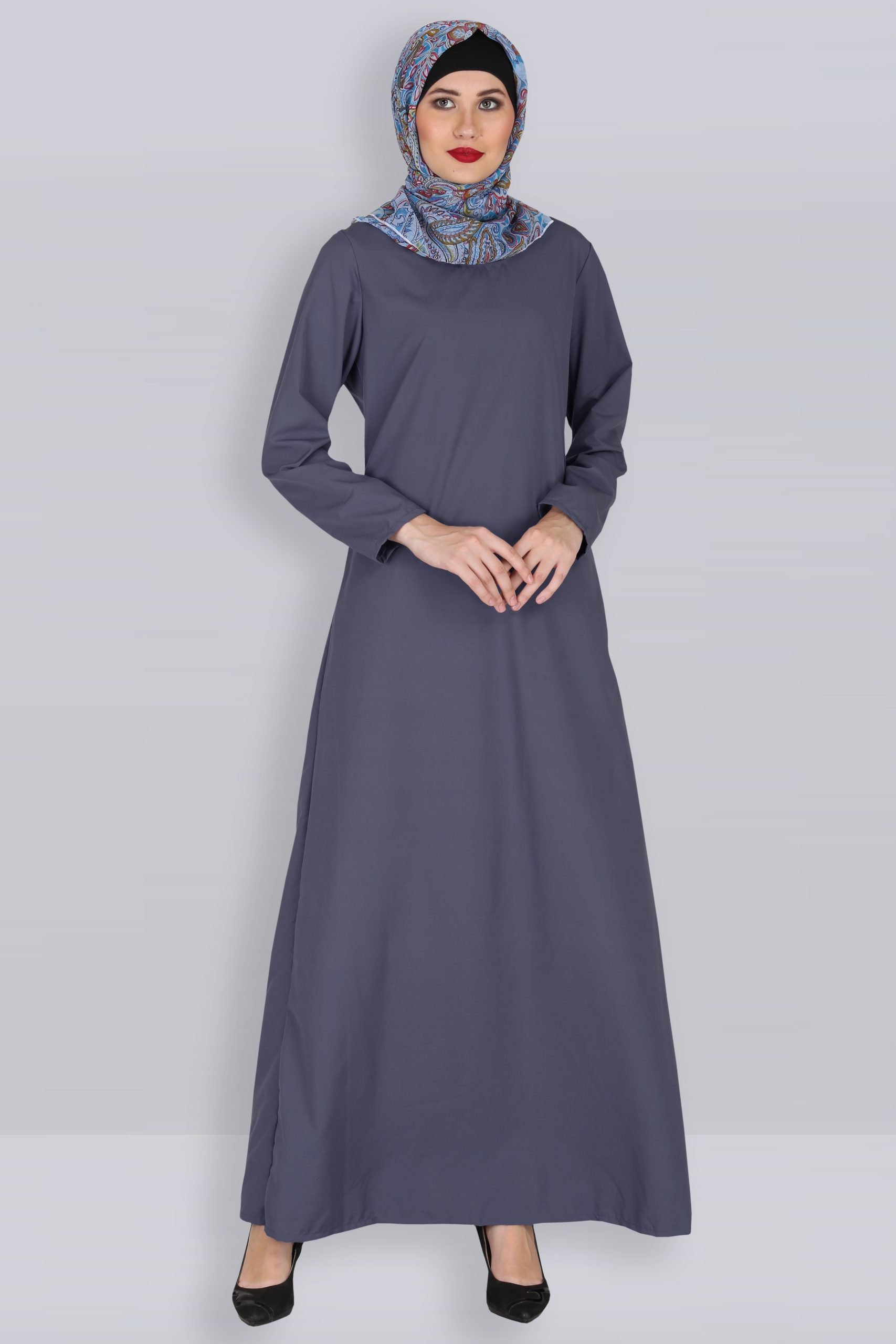 Fatima Porpoise Grey Cotton Abaya - Modest Islamic clothing Shopping ...