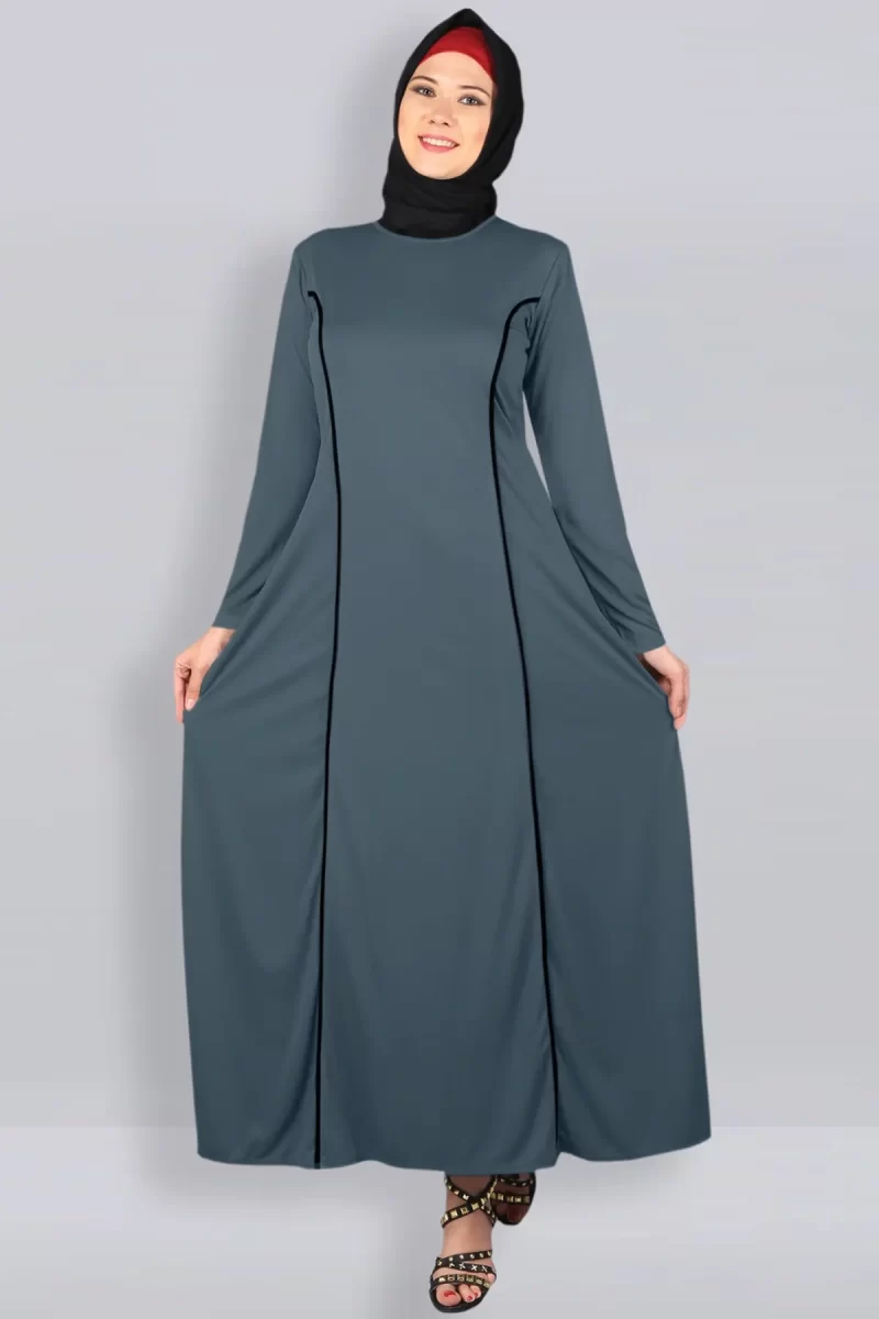 modest islamic designer dark grey abaya
