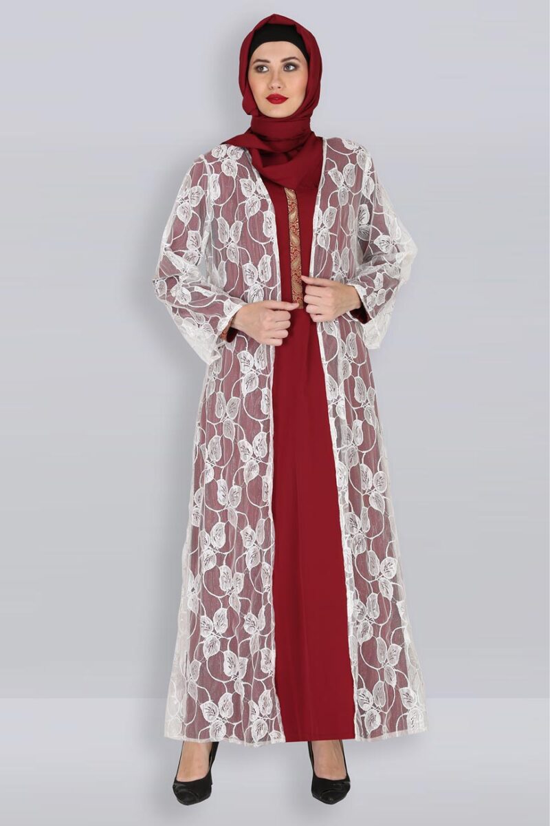 stunning stylish white floral net shrug