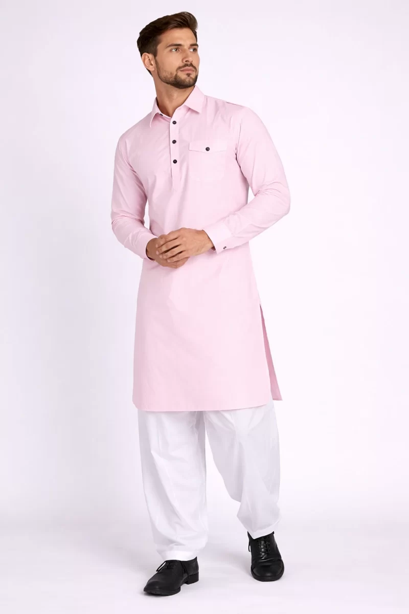 Men’s Kurta Eid Ramadan Pathani Set Pink