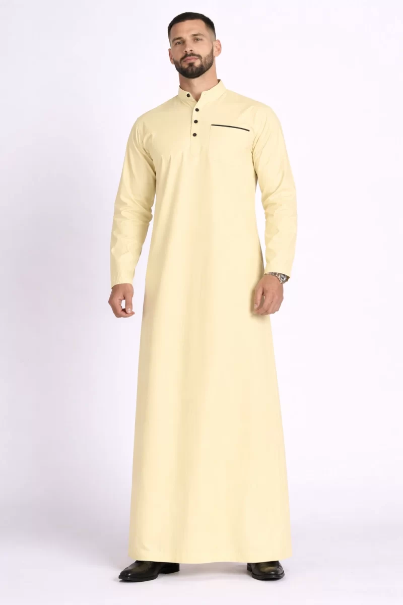 Sajid Men’s Cotton Thobe Light Yellow