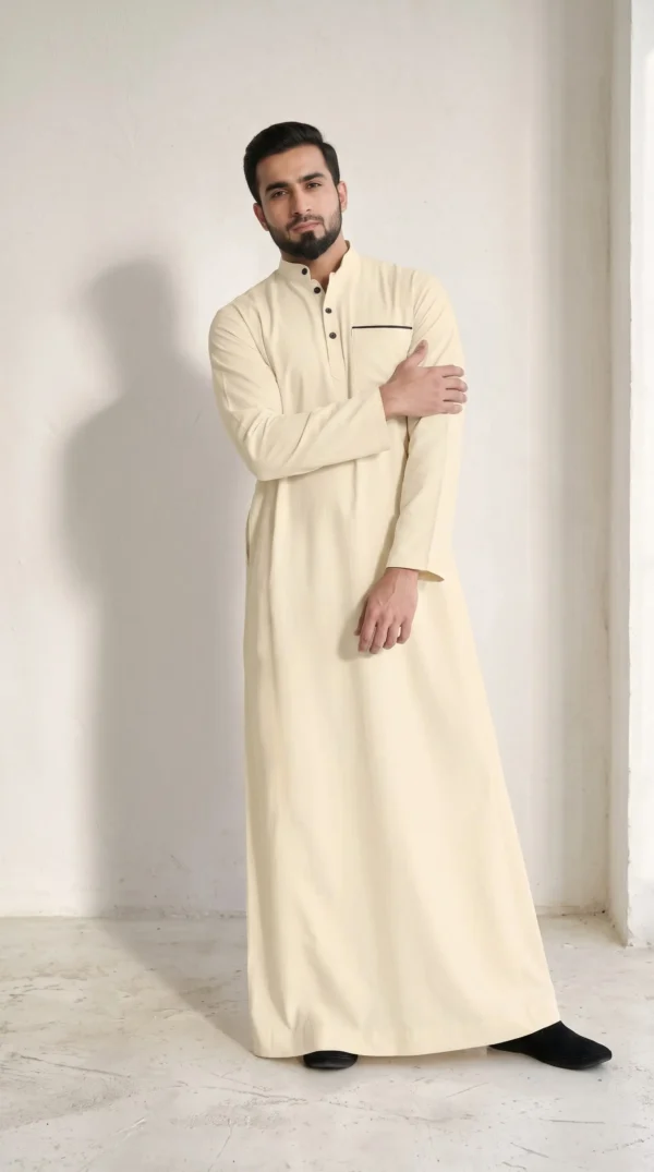 Sajid Men's Cotton Thobe : Light Yellow