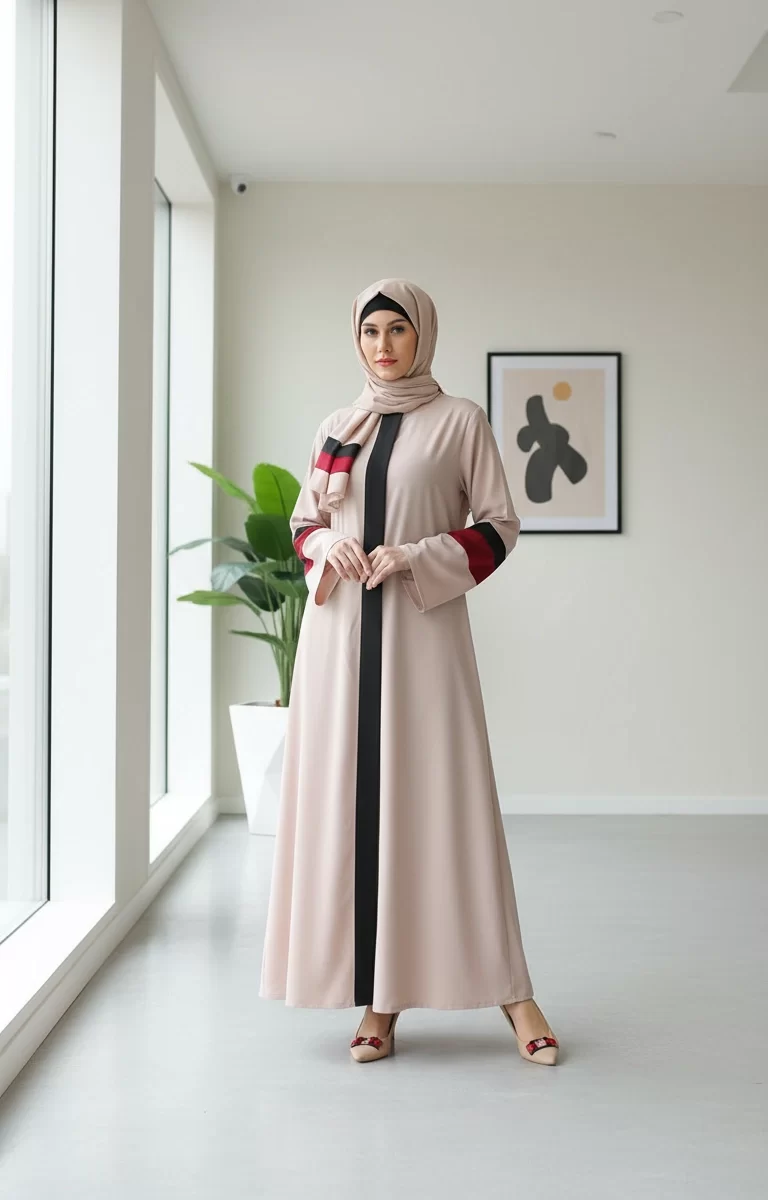 Amelia Open Abaya Beige