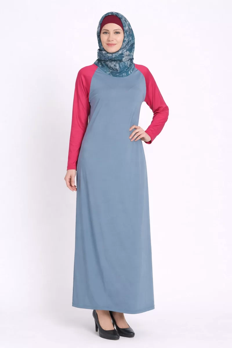 Duo Knit Everyday Abaya Grey and Pink