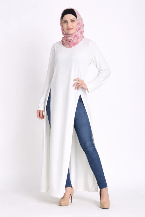 Egyptian Bi-Slit Shrill Abaya White