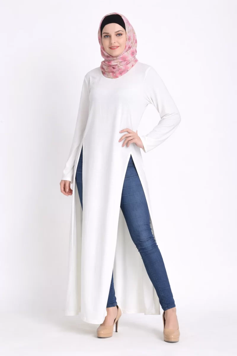 Egyptian Bi-Slit Shrill Abaya White