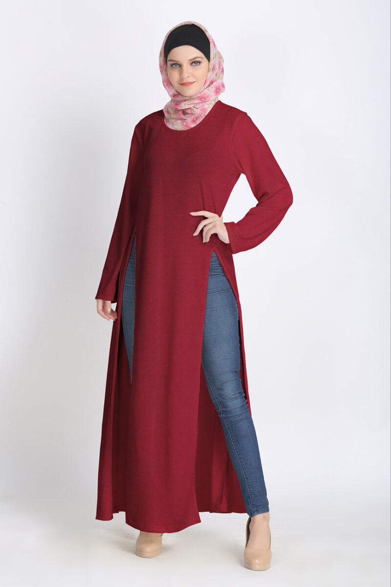 egyptian-bi-slit-shrill-abaya-maroon