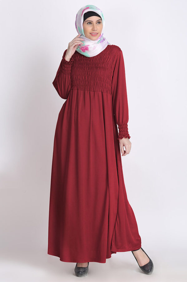 bubble-knit-maroon-stylish-eid-ramadan-abaya-dress