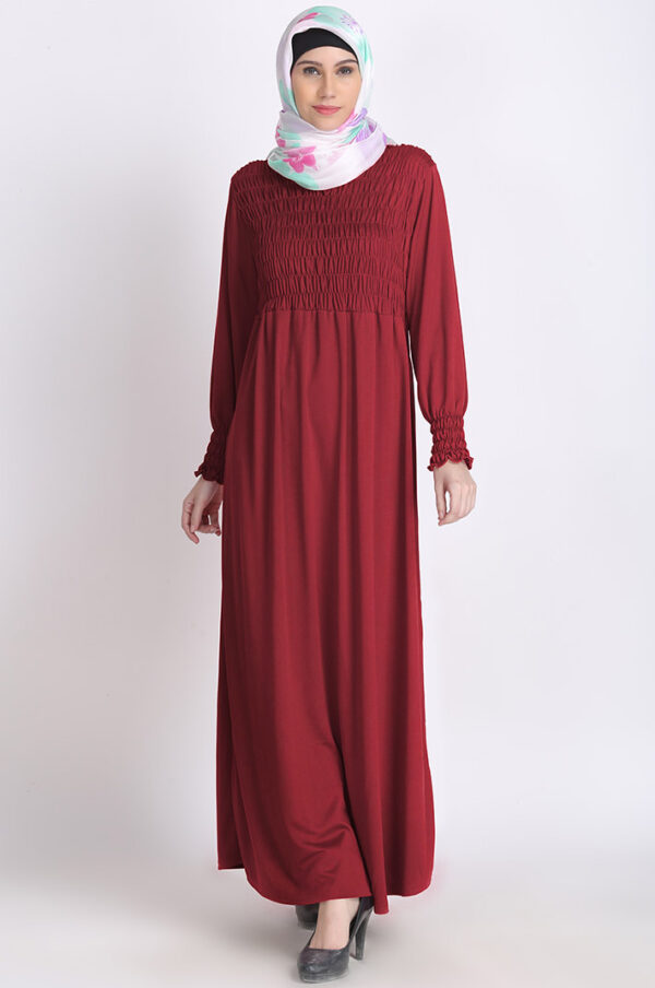 bubble-knit-maroon-stylish-abaya-dress