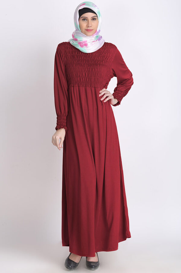 bubble-knit-maroon-stylish-eid-abaya-dress