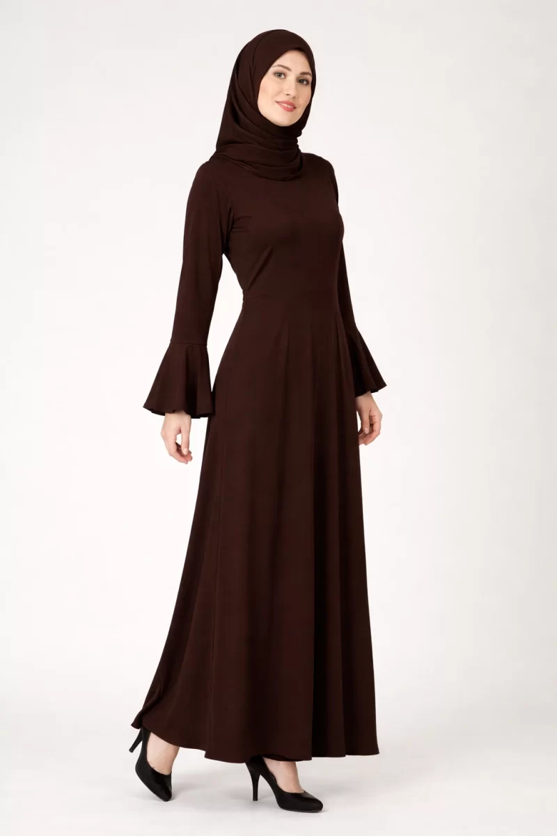 Puff Sleeves Brown Flair Abaya