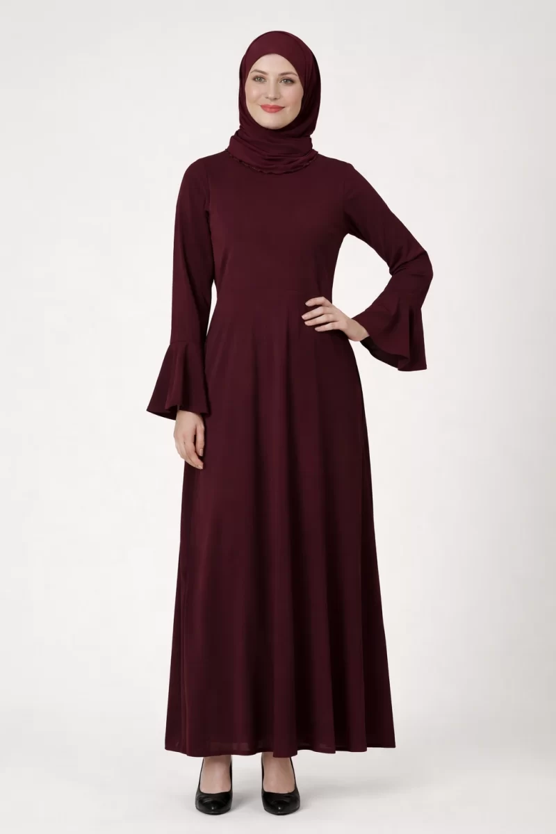 Puff Sleeves Purple Flair Abaya
