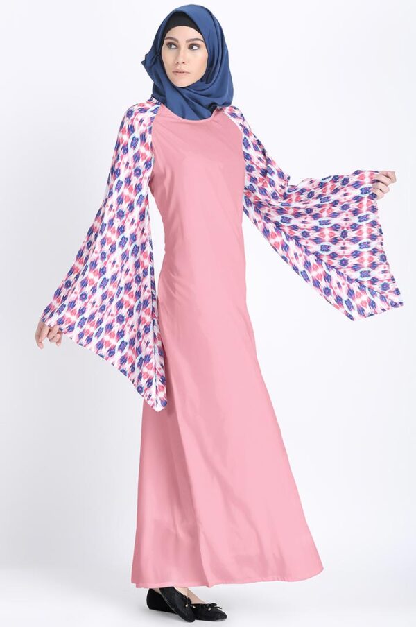 amreen-bell-sleeves-printed-pink-abaya-dress