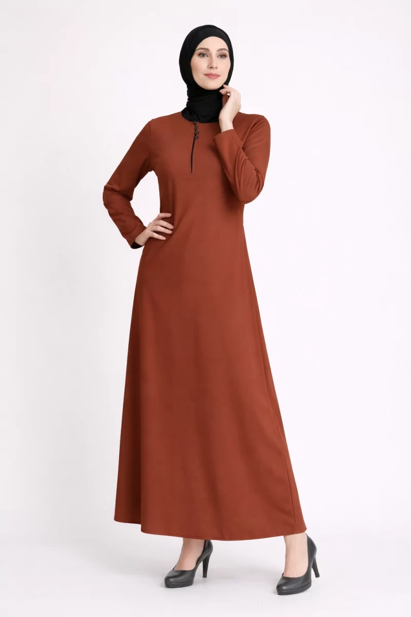 Shoulder Button Abaya TAN