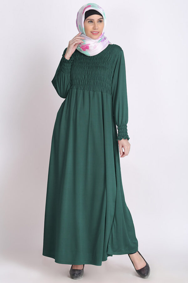 bubble-knit-green-ramadan-abaya-dress