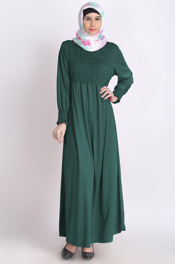 bubble-knit-green-stylish-abaya-dress
