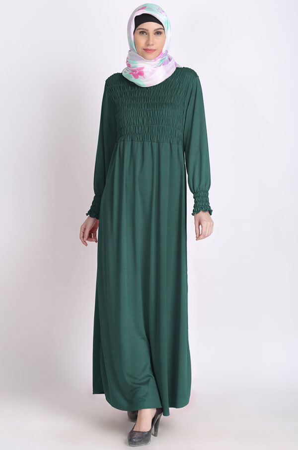 bubble-knit-green-modest-designer-abaya