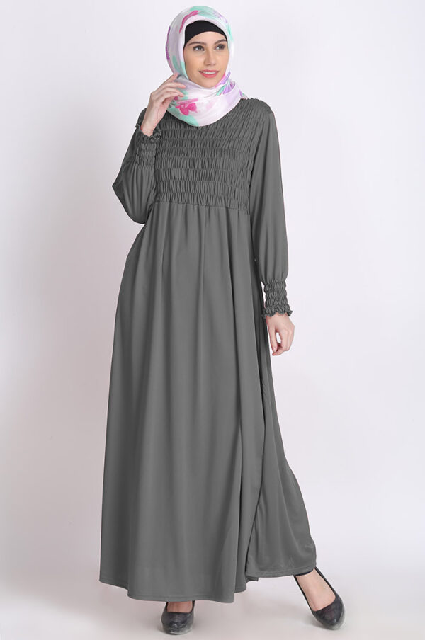 bubble-knit-grey-stylish-abaya-dress